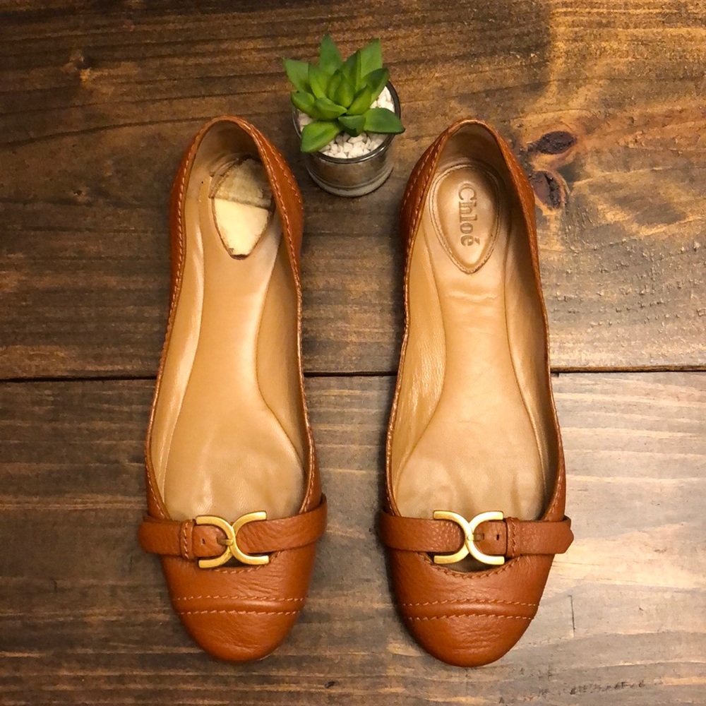Authentic Chloe brown leather flats